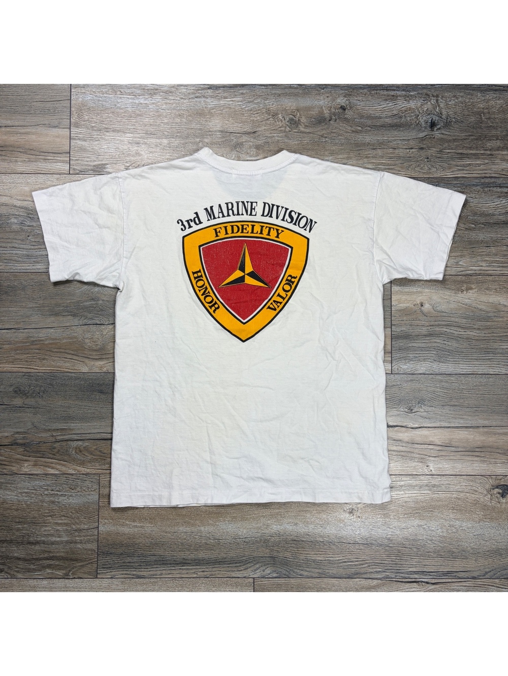 90βs 3rd Marine Division Fidelity white T-shirt
